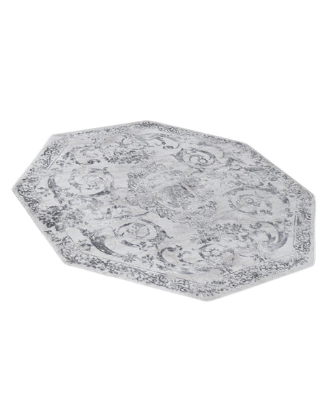 Gray 5' 3 x 5' 3 Finsbury Octagon Area Rug 60% Polypropylene & 40% Polyester Contemporary Carpet for Living Rooms, Dining, Offices for Sale at Rug Engine