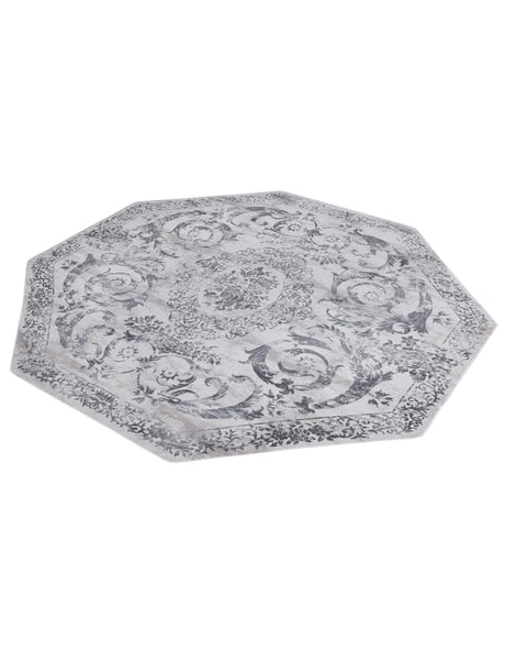 Gray 7' 10 x 7' 10 Finsbury Octagon Area Rug 60% Polypropylene & 40% Polyester Contemporary Carpet for Living Rooms, Dining, Offices for Sale at Rug Engine