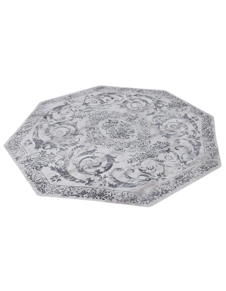 Gray 7' 10 x 7' 10 Finsbury Octagon Area Rug 60% Polypropylene & 40% Polyester Contemporary Carpet for Living Rooms, Dining, Offices for Sale at Rug Engine