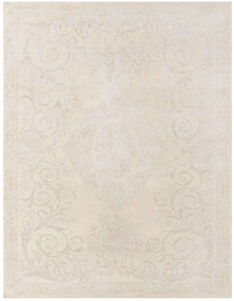 Ivory 9' x 12' Finsbury Rectangle Area Rug 60% Polypropylene & 40% Polyester Contemporary Carpet for Living Rooms, Dining, Offices for Sale at Rug Engine