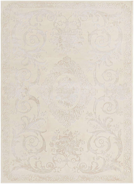 Ivory 7' x 10' Finsbury Rectangle Area Rug 60% Polypropylene & 40% Polyester Contemporary Carpet for Living Rooms, Dining, Offices for Sale at Rug Engine