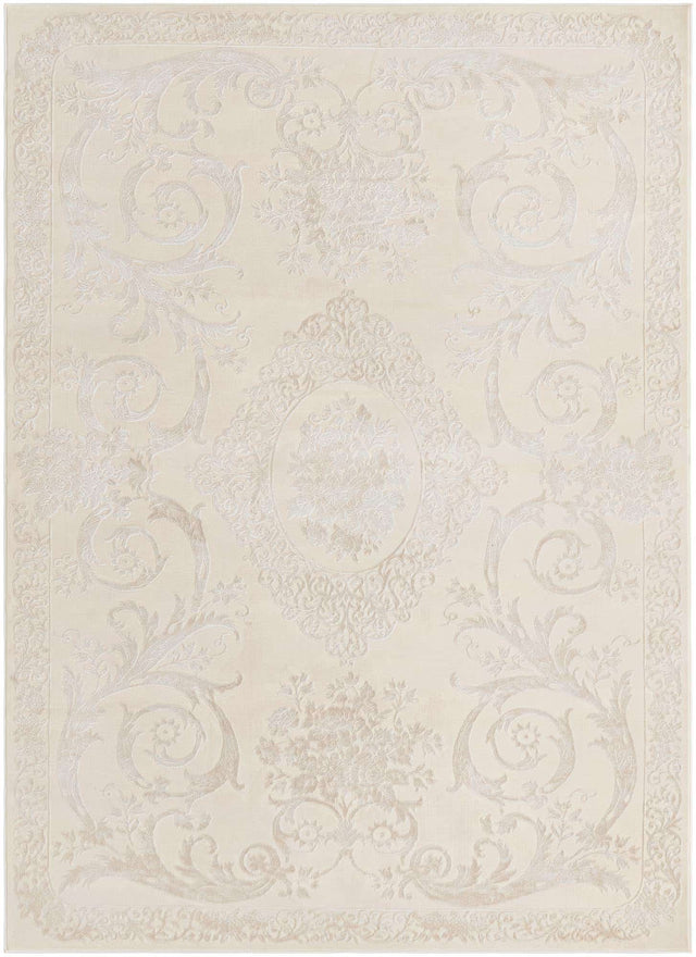 Ivory 7' x 10' Finsbury Rectangle Area Rug 60% Polypropylene & 40% Polyester Contemporary Carpet for Living Rooms, Dining, Offices for Sale at Rug Engine