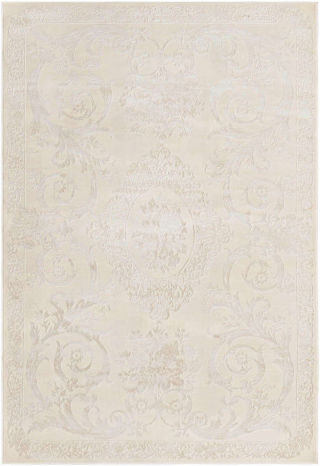 Ivory 6' x 9' Finsbury Rectangle Area Rug 60% Polypropylene & 40% Polyester Contemporary Carpet for Living Rooms, Dining, Offices for Sale at Rug Engine