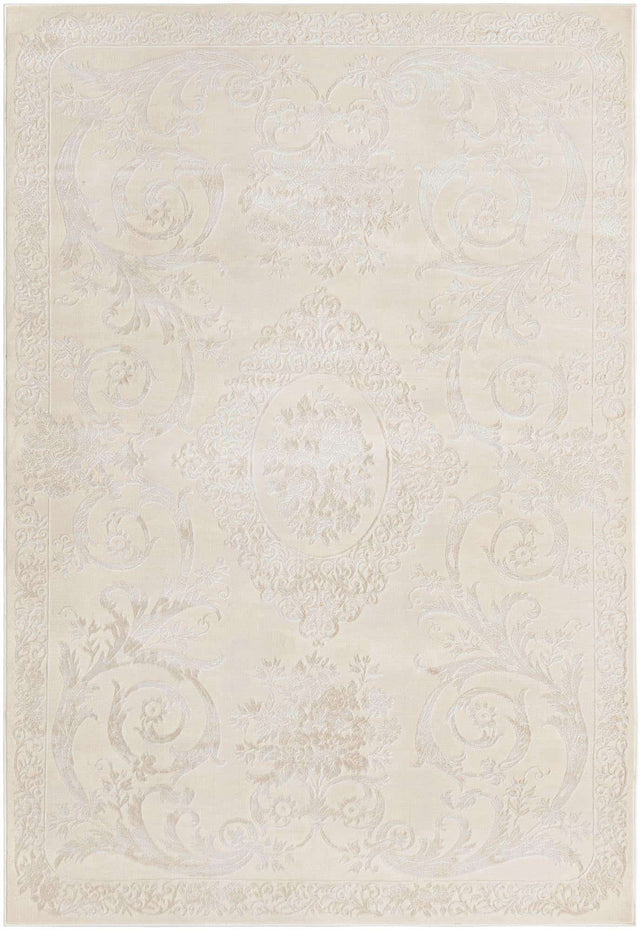 Ivory 6' x 9' Finsbury Rectangle Area Rug 60% Polypropylene & 40% Polyester Contemporary Carpet for Living Rooms, Dining, Offices for Sale at Rug Engine