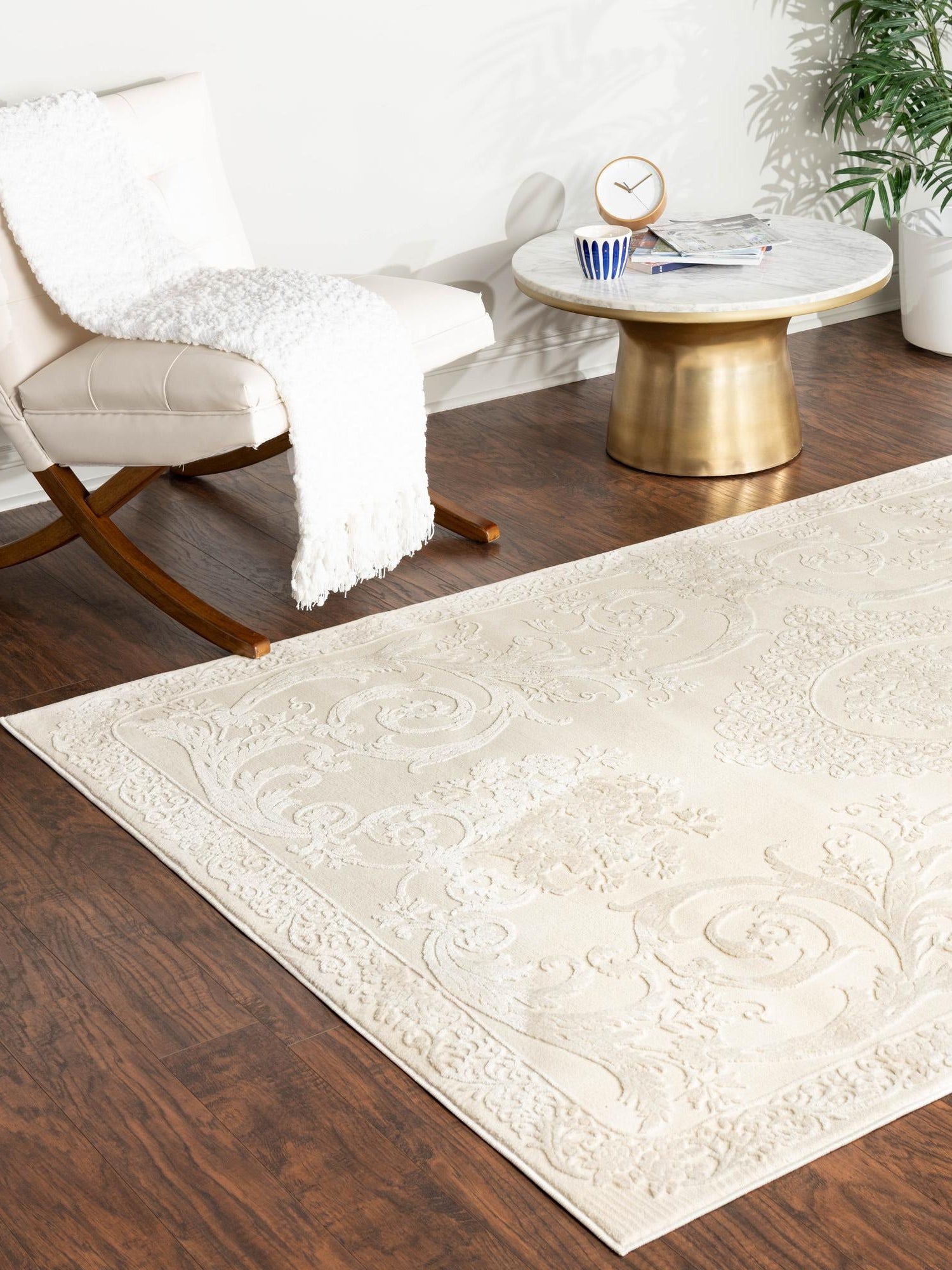 Ivory 7' 10 x 11' Finsbury Rectangle Area Rug 60% Polypropylene & 40% Polyester Contemporary Carpet for Living Rooms, Dining, Offices for Sale at Rug Engine