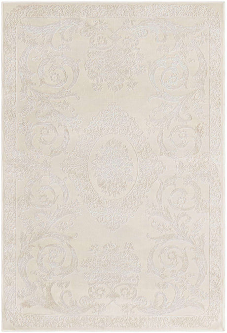 Ivory 4' x 6' Finsbury Rectangle Area Rug 60% Polypropylene & 40% Polyester Contemporary Carpet for Living Rooms, Dining, Offices for Sale at Rug Engine