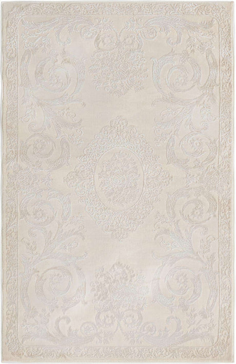 Ivory 3' 3 x 5' 3 Finsbury Rectangle Area Rug 60% Polypropylene & 40% Polyester Contemporary Carpet for Living Rooms, Dining, Offices for Sale at Rug Engine