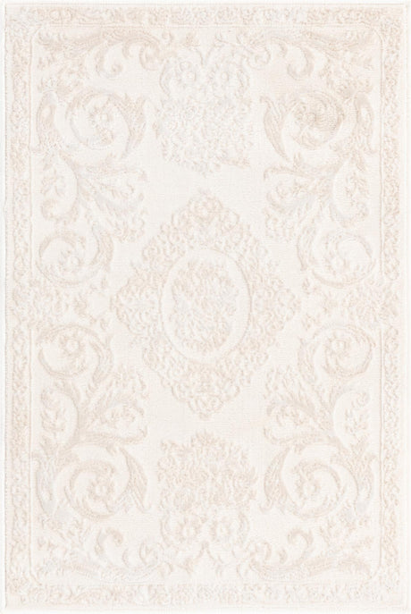 Ivory 2' x 3' Finsbury Rectangle Area Rug 60% Polypropylene & 40% Polyester Contemporary Carpet for Living Rooms, Dining, Offices for Sale at Rug Engine