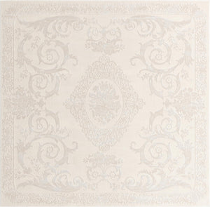 Ivory 7' 10 x 7' 10 Finsbury Square Area Rug 60% Polypropylene & 40% Polyester Contemporary Carpet for Living Rooms, Dining, Offices for Sale at Rug Engine