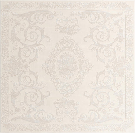 Ivory 7' 10 x 7' 10 Finsbury Square Area Rug 60% Polypropylene & 40% Polyester Contemporary Carpet for Living Rooms, Dining, Offices for Sale at Rug Engine