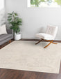 Ivory 5' 3 x 5' 3 Finsbury Square Area Rug 60% Polypropylene & 40% Polyester Contemporary Carpet for Living Rooms, Dining, Offices for Sale at Rug Engine