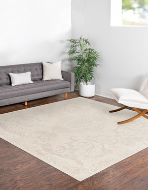 Ivory 6' 1 x 6' 1 Finsbury Square Area Rug 60% Polypropylene & 40% Polyester Contemporary Carpet for Living Rooms, Dining, Offices for Sale at Rug Engine