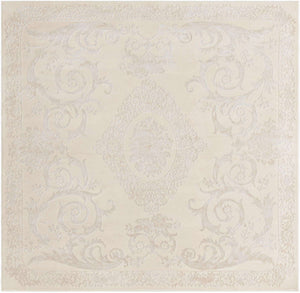 Ivory 7' 10 x 7' 10 Finsbury Square Area Rug 60% Polypropylene & 40% Polyester Contemporary Carpet for Living Rooms, Dining, Offices for Sale at Rug Engine