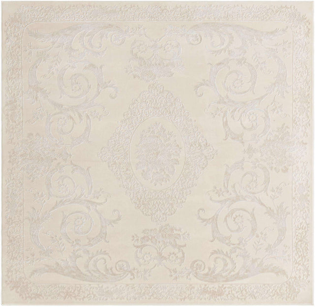 Ivory 7' 10 x 7' 10 Finsbury Square Area Rug 60% Polypropylene & 40% Polyester Contemporary Carpet for Living Rooms, Dining, Offices for Sale at Rug Engine