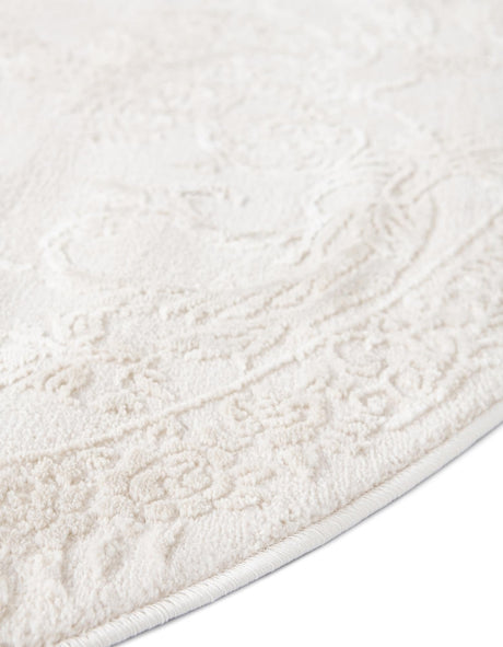 Ivory 5' 3 x 8' Finsbury Oval Area Rug 60% Polypropylene & 40% Polyester Contemporary Carpet for Living Rooms, Dining, Offices for Sale at Rug Engine