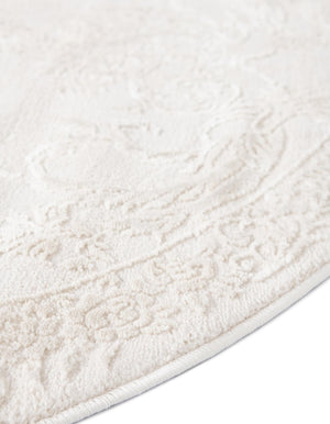 Ivory 7' 10 x 10' Finsbury Oval Area Rug 60% Polypropylene & 40% Polyester Contemporary Carpet for Living Rooms, Dining, Offices for Sale at Rug Engine