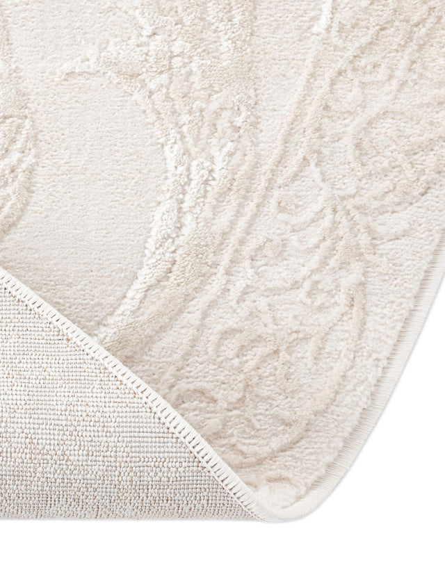 Ivory 7' 10 x 10' Finsbury Oval Area Rug 60% Polypropylene & 40% Polyester Contemporary Carpet for Living Rooms, Dining, Offices for Sale at Rug Engine