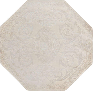 Ivory 5' 3 x 5' 3 Finsbury Octagon Area Rug 60% Polypropylene & 40% Polyester Contemporary Carpet for Living Rooms, Dining, Offices for Sale at Rug Engine