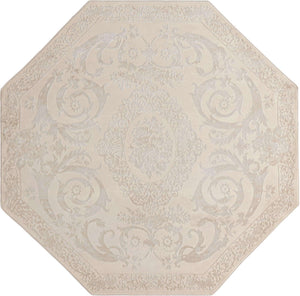 Ivory 7' 10 x 7' 10 Finsbury Octagon Area Rug 60% Polypropylene & 40% Polyester Contemporary Carpet for Living Rooms, Dining, Offices for Sale at Rug Engine