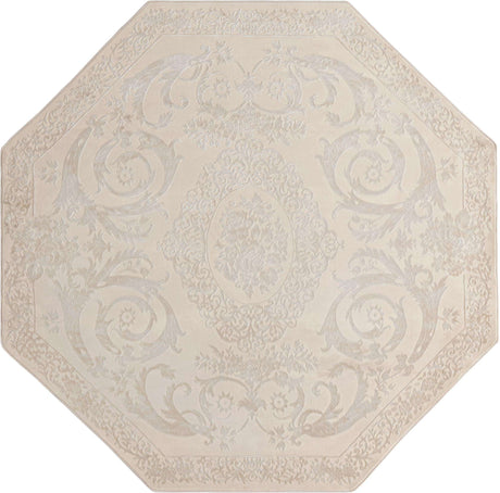 Ivory 7' 10 x 7' 10 Finsbury Octagon Area Rug 60% Polypropylene & 40% Polyester Contemporary Carpet for Living Rooms, Dining, Offices for Sale at Rug Engine