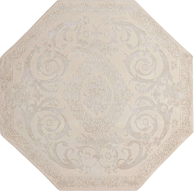 Ivory 7' 10 x 7' 10 Finsbury Octagon Area Rug 60% Polypropylene & 40% Polyester Contemporary Carpet for Living Rooms, Dining, Offices for Sale at Rug Engine
