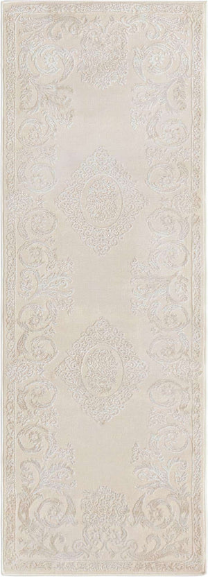 Ivory 2' x 6' Finsbury Runner Area Rug 60% Polypropylene & 40% Polyester Contemporary Carpet for Living Rooms, Dining, Offices for Sale at Rug Engine