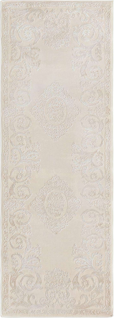 Ivory 2' x 6' Finsbury Runner Area Rug 60% Polypropylene & 40% Polyester Contemporary Carpet for Living Rooms, Dining, Offices for Sale at Rug Engine