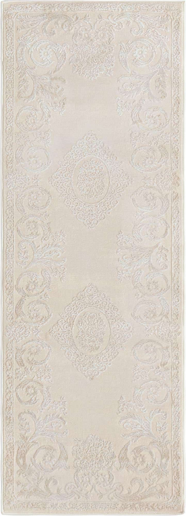 Ivory 2' x 6' Finsbury Runner Area Rug 60% Polypropylene & 40% Polyester Contemporary Carpet for Living Rooms, Dining, Offices for Sale at Rug Engine