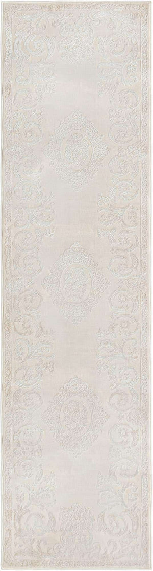 Ivory 2' x 8' Finsbury Runner Area Rug 60% Polypropylene & 40% Polyester Contemporary Carpet for Living Rooms, Dining, Offices for Sale at Rug Engine