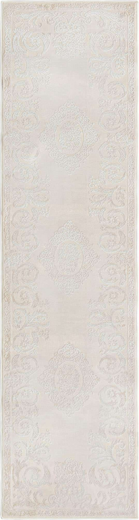 Ivory 2' x 8' Finsbury Runner Area Rug 60% Polypropylene & 40% Polyester Contemporary Carpet for Living Rooms, Dining, Offices for Sale at Rug Engine
