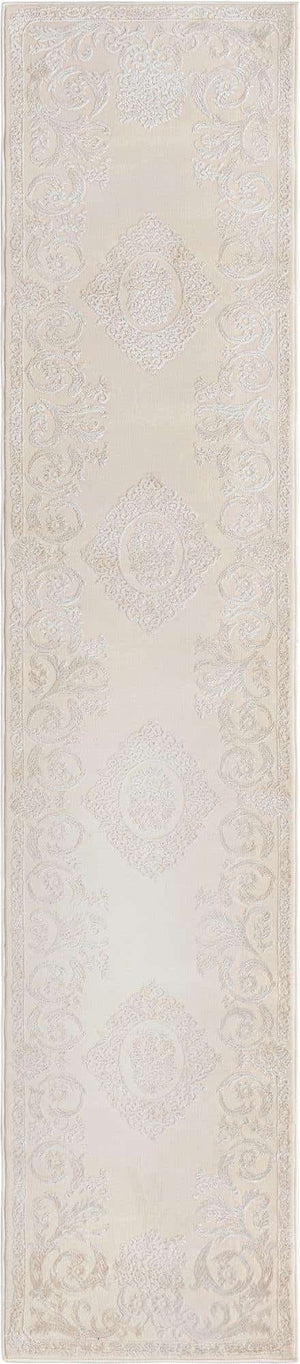 Ivory 2' x 9' 10 Finsbury Runner Area Rug 60% Polypropylene & 40% Polyester Contemporary Carpet for Living Rooms, Dining, Offices for Sale at Rug Engine