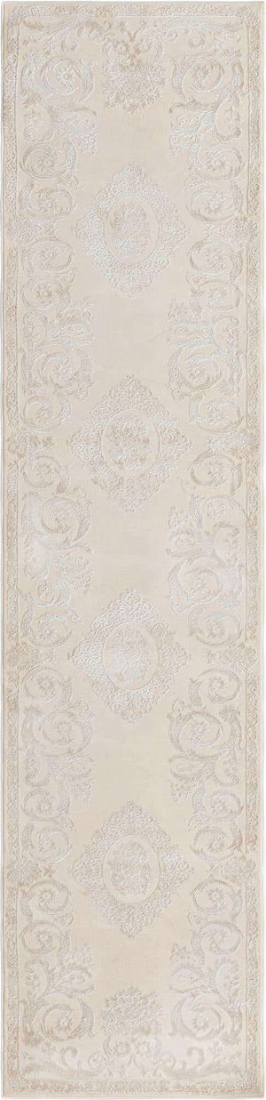 Ivory 2' 7 x 12' Finsbury Runner Area Rug 60% Polypropylene & 40% Polyester Contemporary Carpet for Living Rooms, Dining, Offices for Sale at Rug Engine