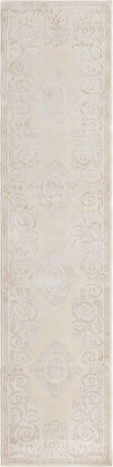 Ivory 2' 7 x 12' Finsbury Runner Area Rug 60% Polypropylene & 40% Polyester Contemporary Carpet for Living Rooms, Dining, Offices for Sale at Rug Engine