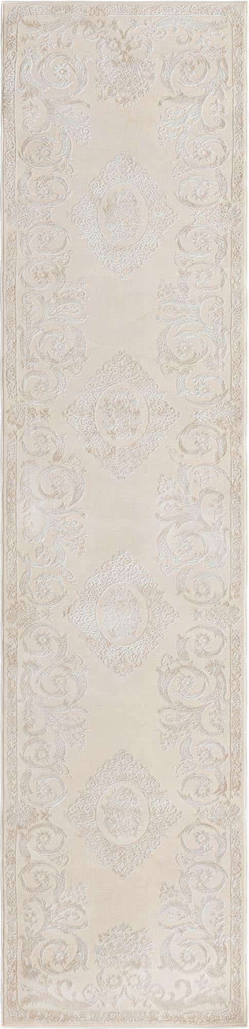 Ivory 2' 7 x 12' Finsbury Runner Area Rug 60% Polypropylene & 40% Polyester Contemporary Carpet for Living Rooms, Dining, Offices for Sale at Rug Engine