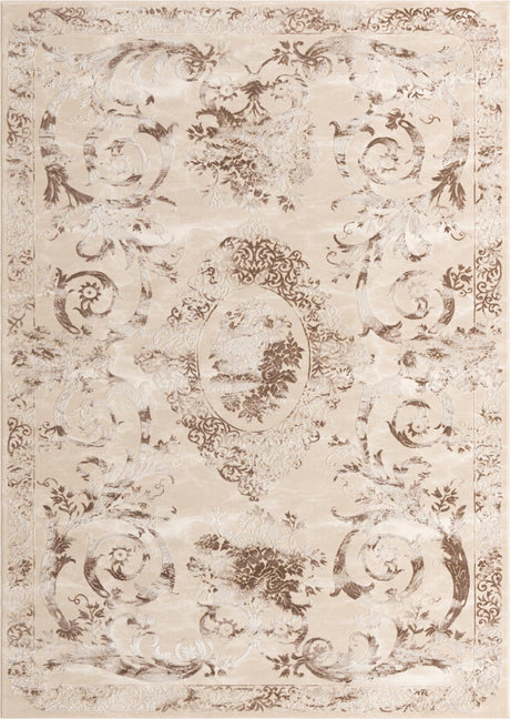 Beige 7' x 10' Finsbury Rectangle Area Rug 60% Polypropylene & 40% Polyester Contemporary Carpet for Living Rooms, Dining, Offices for Sale at Rug Engine