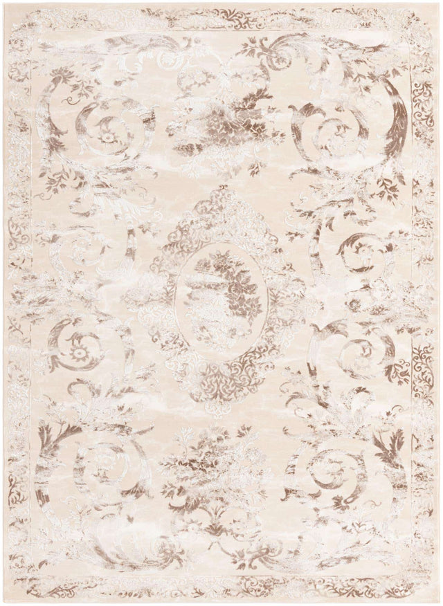 Beige 7' x 10' Finsbury Rectangle Area Rug 60% Polypropylene & 40% Polyester Contemporary Carpet for Living Rooms, Dining, Offices for Sale at Rug Engine