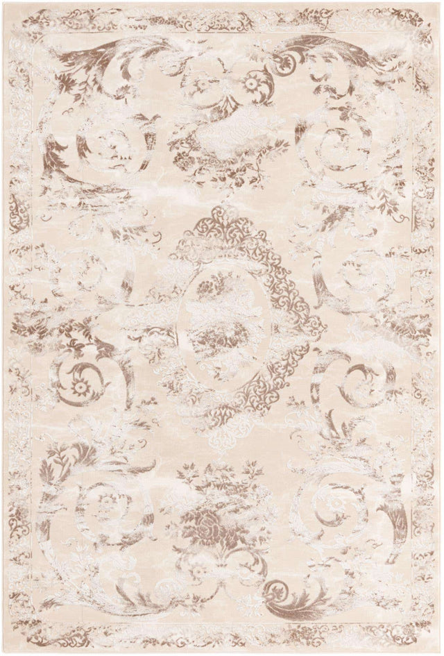Beige 6' x 9' Finsbury Rectangle Area Rug 60% Polypropylene & 40% Polyester Contemporary Carpet for Living Rooms, Dining, Offices for Sale at Rug Engine