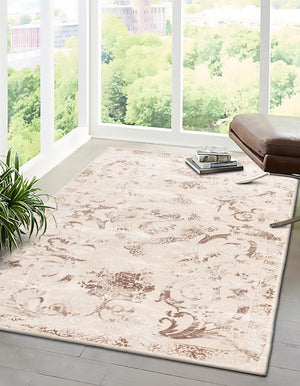 Beige 7' x 10' Finsbury Rectangle Area Rug 60% Polypropylene & 40% Polyester Contemporary Carpet for Living Rooms, Dining, Offices for Sale at Rug Engine