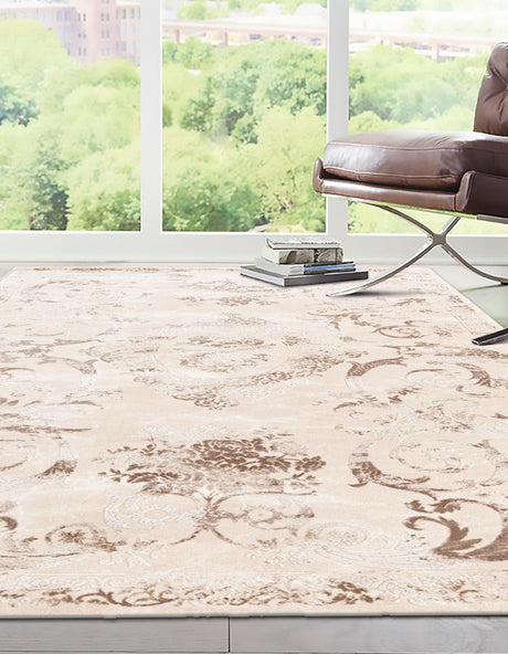 Beige 4' x 6' Finsbury Rectangle Area Rug 60% Polypropylene & 40% Polyester Contemporary Carpet for Living Rooms, Dining, Offices for Sale at Rug Engine