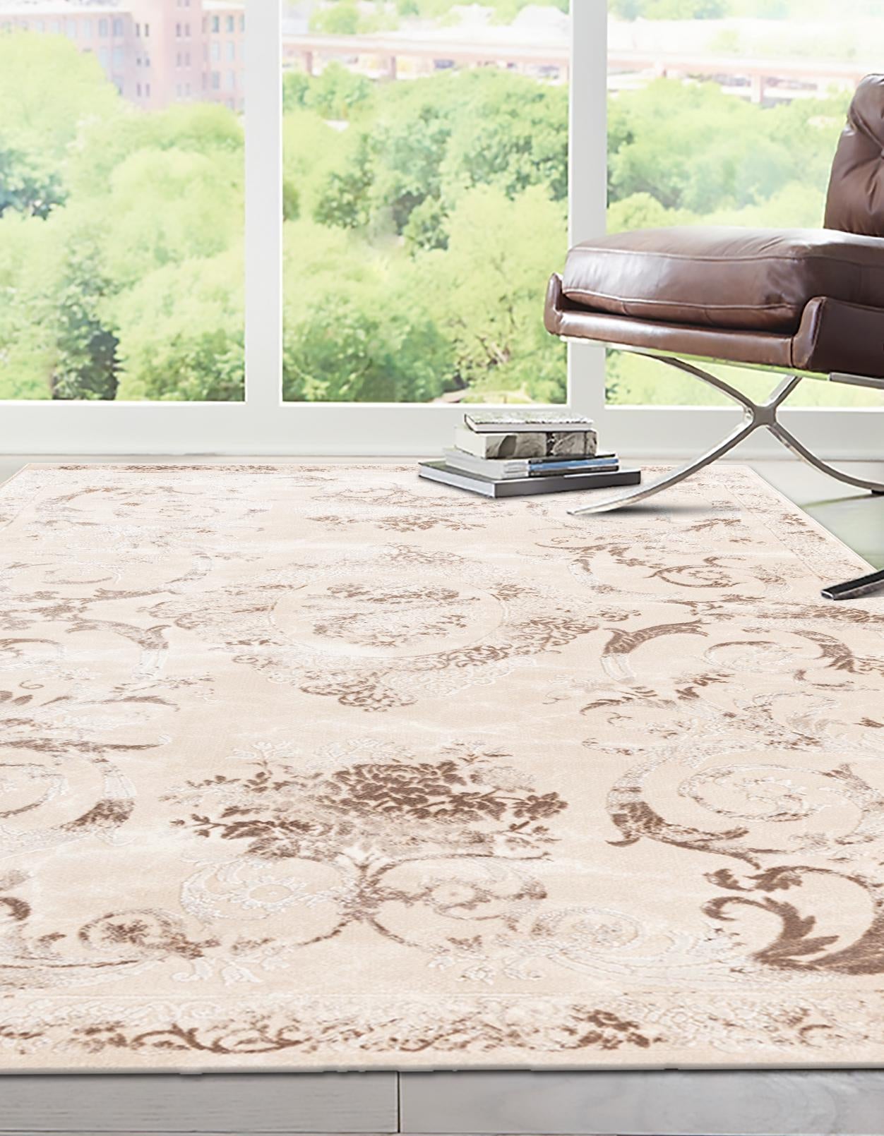 Beige 3' 3 x 5' 3 Finsbury Rectangle Area Rug 60% Polypropylene & 40% Polyester Contemporary Carpet for Living Rooms, Dining, Offices for Sale at Rug Engine