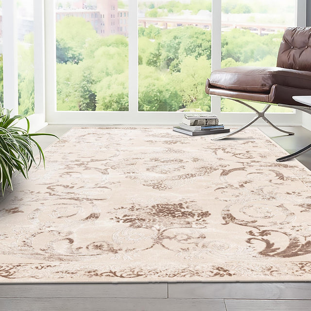Beige 3' 3 x 5' 3 Finsbury Rectangle Area Rug 60% Polypropylene & 40% Polyester Contemporary Carpet for Living Rooms, Dining, Offices for Sale at Rug Engine