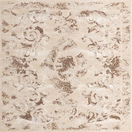 Beige 7' 10 x 7' 10 Finsbury Square Area Rug 60% Polypropylene & 40% Polyester Contemporary Carpet for Living Rooms, Dining, Offices for Sale at Rug Engine