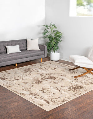 Beige 7' 10 x 7' 10 Finsbury Square Area Rug 60% Polypropylene & 40% Polyester Contemporary Carpet for Living Rooms, Dining, Offices for Sale at Rug Engine