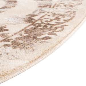 Beige 5' 3 x 8' Finsbury Oval Area Rug 60% Polypropylene & 40% Polyester Contemporary Carpet for Living Rooms, Dining, Offices for Sale at Rug Engine