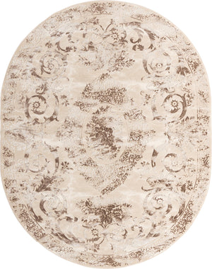 Beige 7' 10 x 10' Finsbury Oval Area Rug 60% Polypropylene & 40% Polyester Contemporary Carpet for Living Rooms, Dining, Offices for Sale at Rug Engine