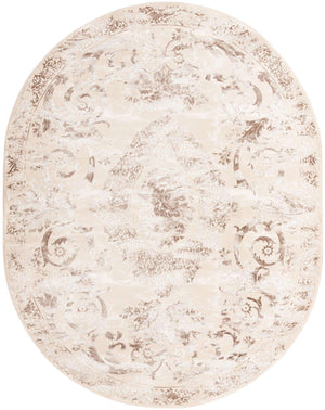 Beige 7' 10 x 10' Finsbury Oval Area Rug 60% Polypropylene & 40% Polyester Contemporary Carpet for Living Rooms, Dining, Offices for Sale at Rug Engine