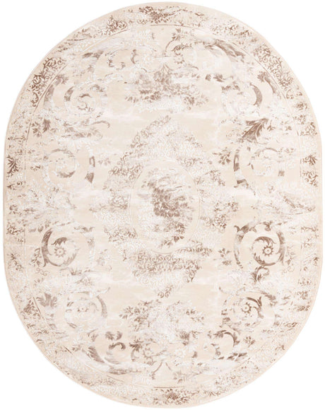 Beige 7' 10 x 10' Finsbury Oval Area Rug 60% Polypropylene & 40% Polyester Contemporary Carpet for Living Rooms, Dining, Offices for Sale at Rug Engine