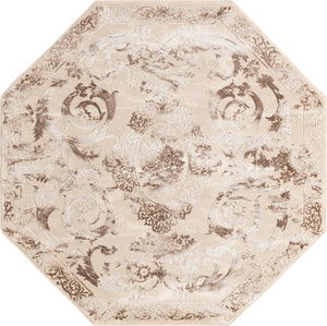 Beige 5' 3 x 5' 3 Finsbury Octagon Area Rug 60% Polypropylene & 40% Polyester Contemporary Carpet for Living Rooms, Dining, Offices for Sale at Rug Engine