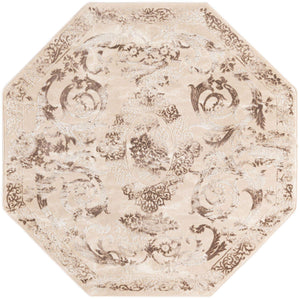 Beige 5' 3 x 5' 3 Finsbury Octagon Area Rug 60% Polypropylene & 40% Polyester Contemporary Carpet for Living Rooms, Dining, Offices for Sale at Rug Engine