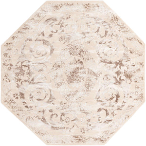 Beige 7' 10 x 7' 10 Finsbury Octagon Area Rug 60% Polypropylene & 40% Polyester Contemporary Carpet for Living Rooms, Dining, Offices for Sale at Rug Engine
